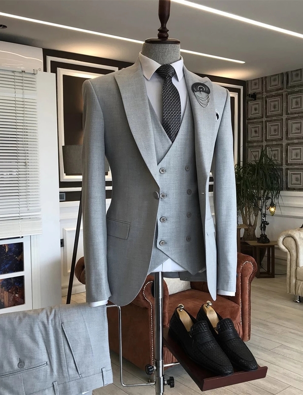 Fashion Smart Business Sky Blue Costume Homme Wedding Men Suits Lapel Groom Tuxedos Terno Masculino Prom Blazer 220817