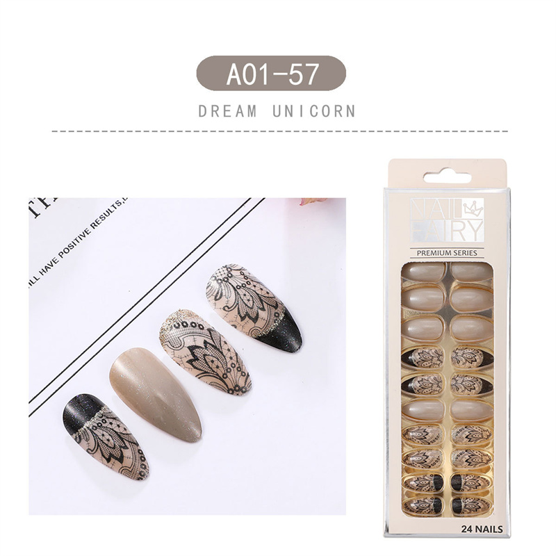 Nail Art Kits Box Detachable Long False Nails Wearable Flower Fake Full Cover Tips Press On6224858