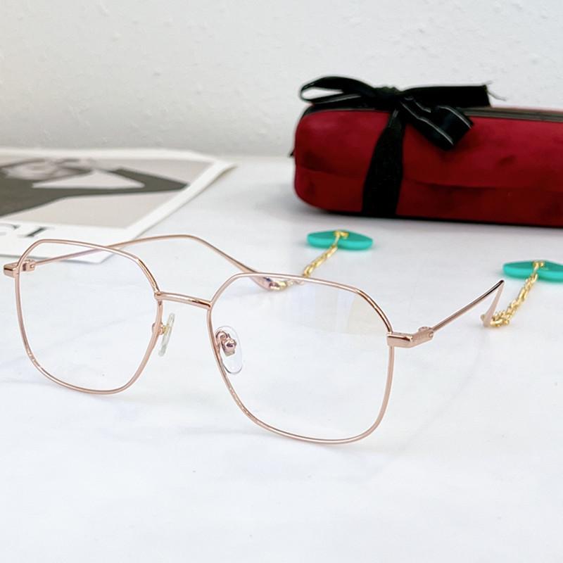 Lux Lätt flerformade glasögonram Fashion Heart Pedant Chain Decoration Gereglass för kvinnor 54-16-145Metal för recept Myopia Goggles Case1 032