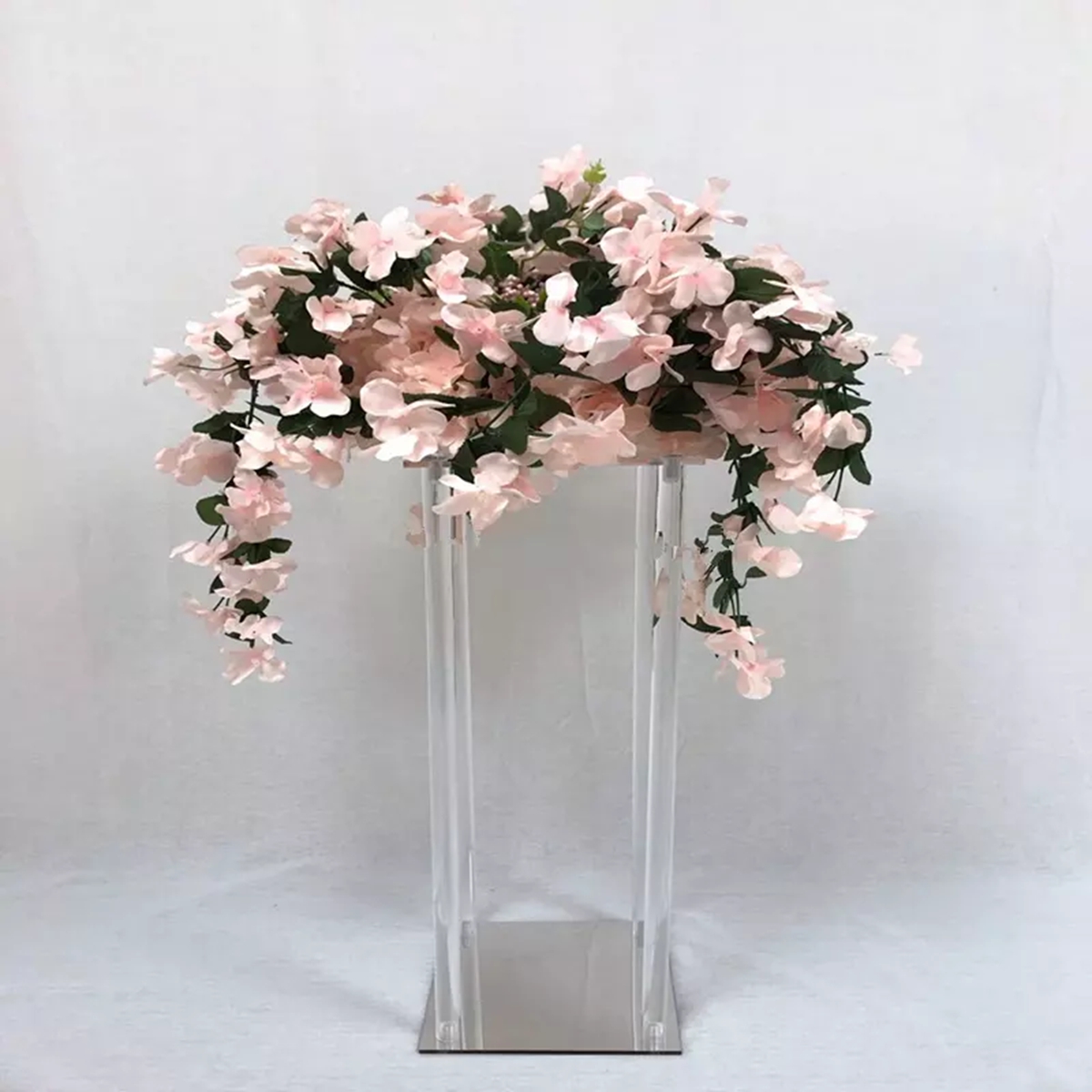 Décoration de mariage miroir bas acrylique support de fleur vase en cristal supports de fleurs pièce maîtresse en acrylique transparent colonne de fleur imake410