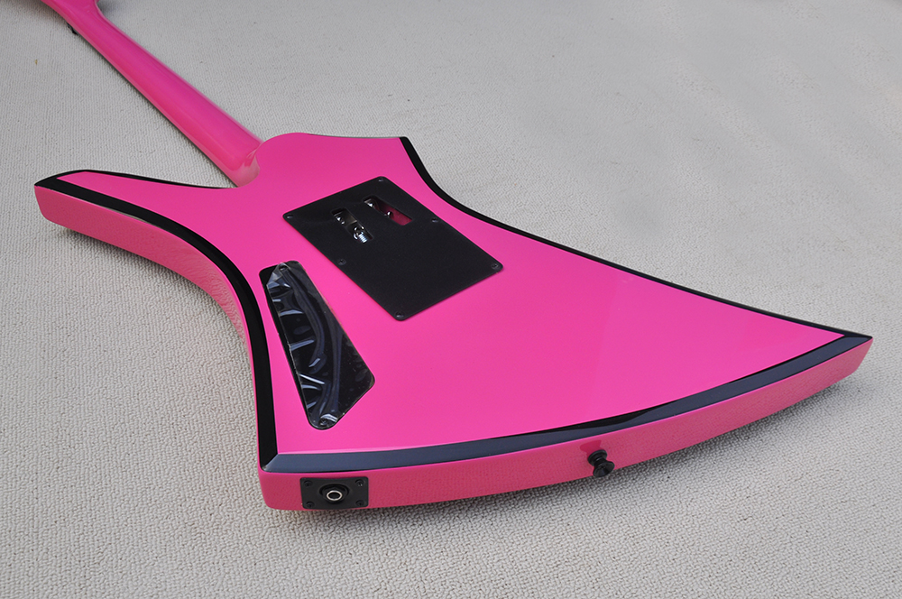 Guitarra elétrica de 6 cordas rosa com humbuckers pickus floyd rose rosewower brandboard