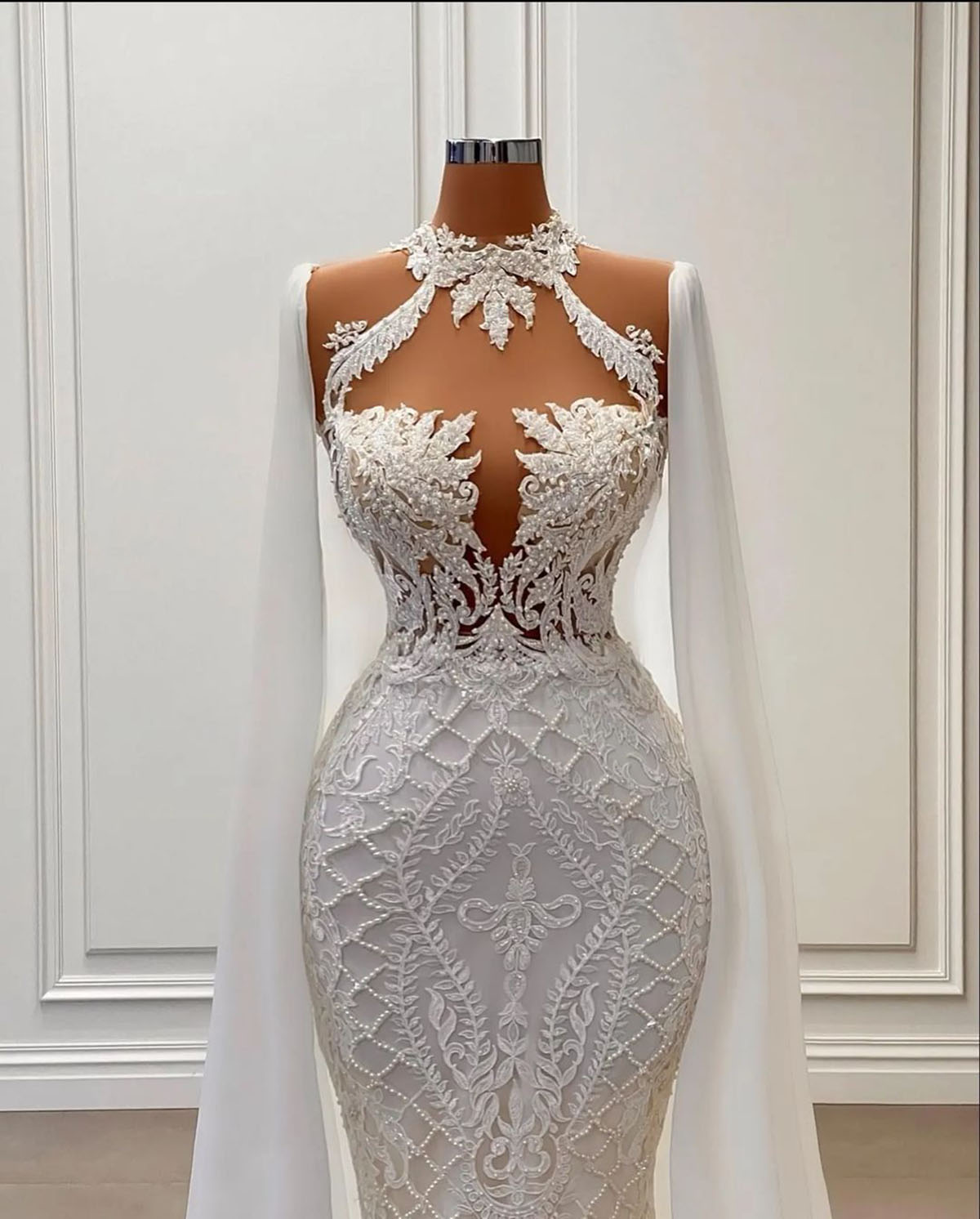 Сексуальное кружевное русалка свадебное платье 3D цветы.