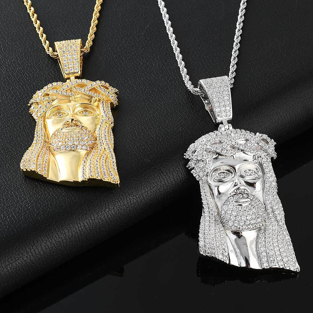 Bling Diamond Stone Hängen Halsband Smycken Äkta 18K guldpläterade älskare religiösa smycken