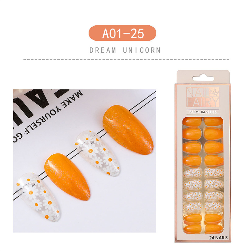 Nail Art Kits Box Detachable Long False Nails Wearable Flower Fake Full Cover Tips Press On6224858