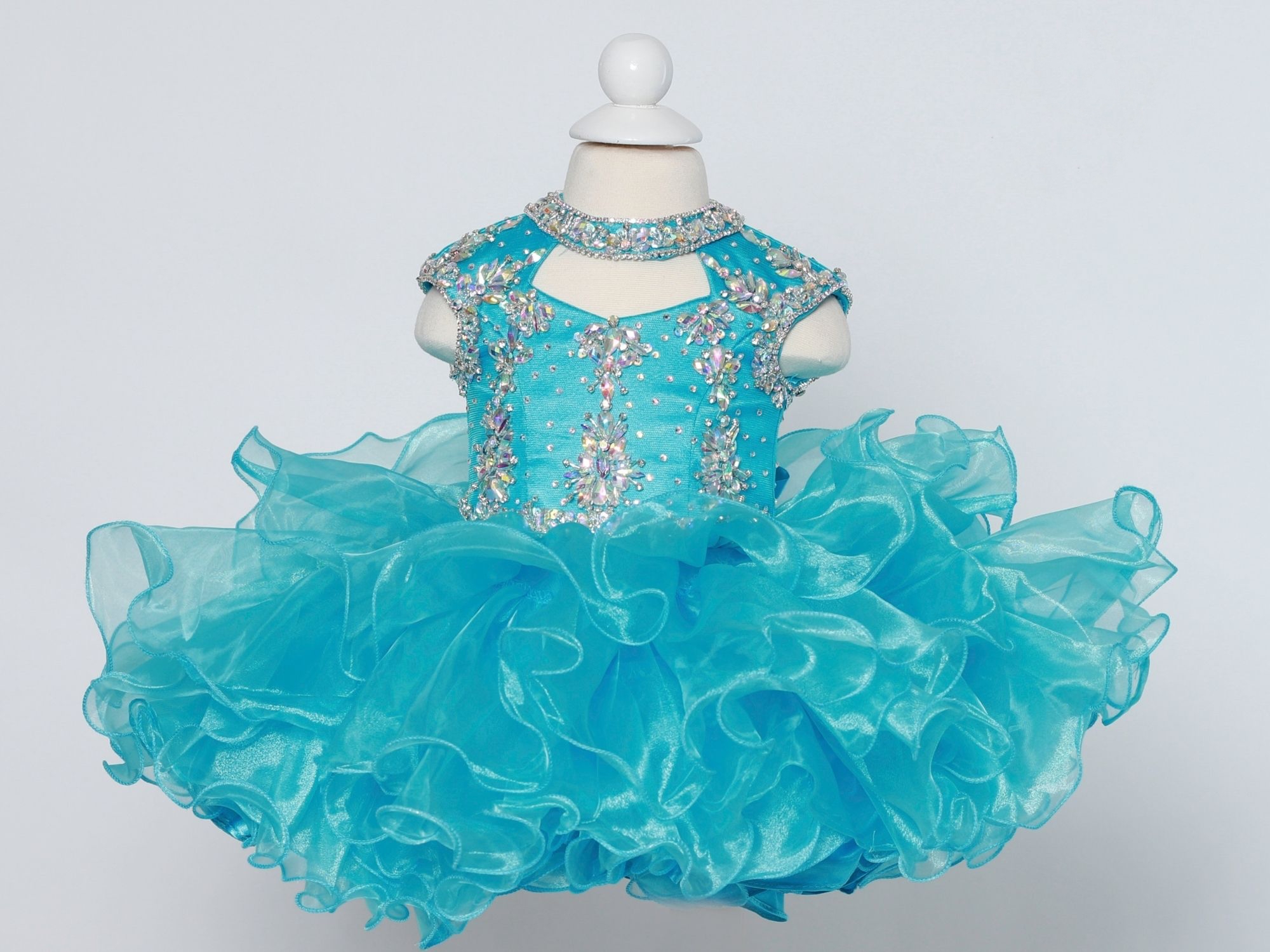 Baby Girl Cupcake Pageant Dress For Little Miss 2023 Blue Hot Pink Grape GLITZ KIDS Födelsedag Formell festklänning Spädbarn Småbarn Designer Ruffles AB Stone Mini Real Image