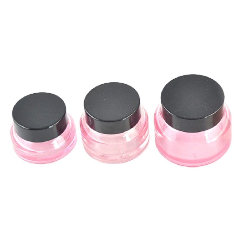 Leere klare rosa Gesichtscreme-Flasche, kosmetische Verpackungsbehälter, Glasgefäße, Schraubverschluss mit Innendeckel, tragbare Emulsion, nachfüllbare Töpfe, 15 g, 30 g, 50 g