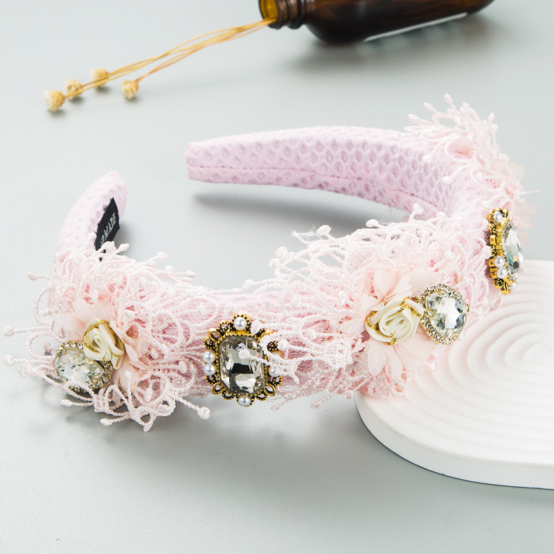 Purple Blue Sponge Headband Fashion Hair Accessories Women's Rhinestone Temperament Wedding Hairband Hair Band Girl