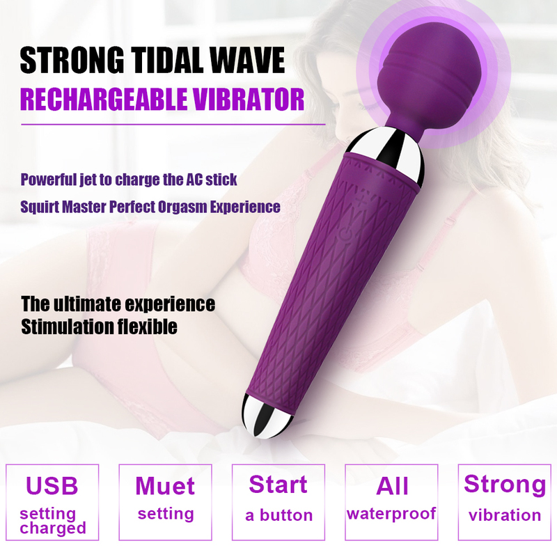 Powerful Clitoris Vibrators USB Recharge Magic Wand AV Vibrator Massager Sexual Wellness Erotic Sex Toys for Women Adult Product 220818