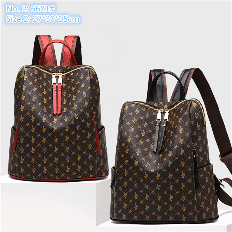 Sac à bandoulière entièrement des femmes 2 styles de grande capacité à grande capacité imprimée Backpack Street Trend Contrast Le cuir à main S250A