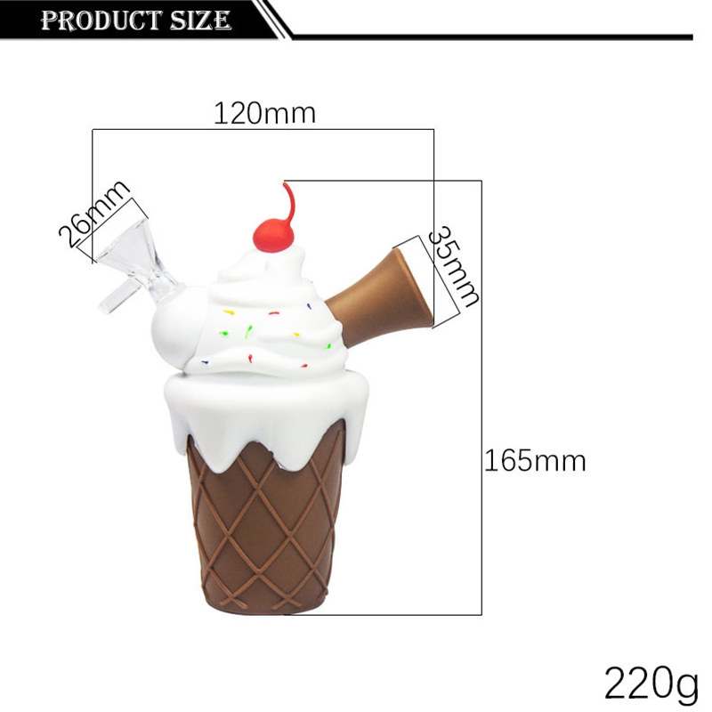 Cute Ice Cream Style Smoking Pipes 26mmOD Silicone Oil Burner Pipe Dry Herbal Hand Dab Tools Tobacco Accessories For Glass Bongs DHL Free