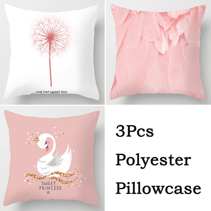 3 pz lotto Piuma Rosa Poliestere Federa Sedia Divano Decorazione Della Casa Foglie Pianta Marmo Cuscino 45x45 cm Federa 220816