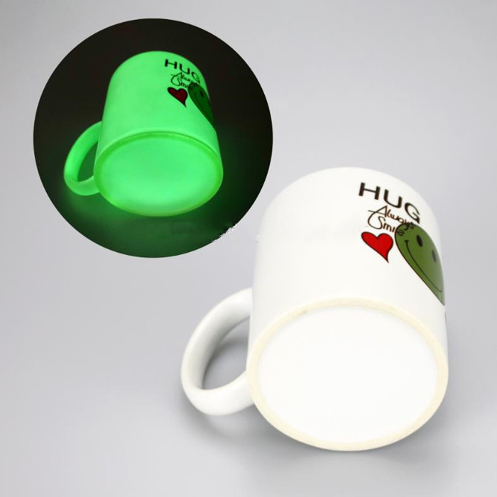 11 Unzen Sublimation weiß im Dunkeln leuchtende Keramiktasse Thermotransfer-Kaffeetasse leer mit Griff DIY fluoreszierende Wasserflasche kreative Geschenke B6