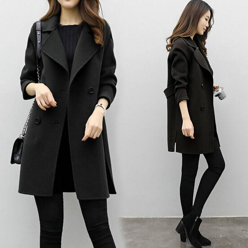 Женская смесь шерсти теплое длинное пальто