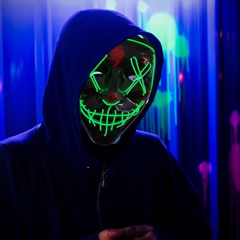 COSMASKハロウィーンLEDマスクマスクマスカレードパーティーマスク暗い面白いマスクの光の輝き
