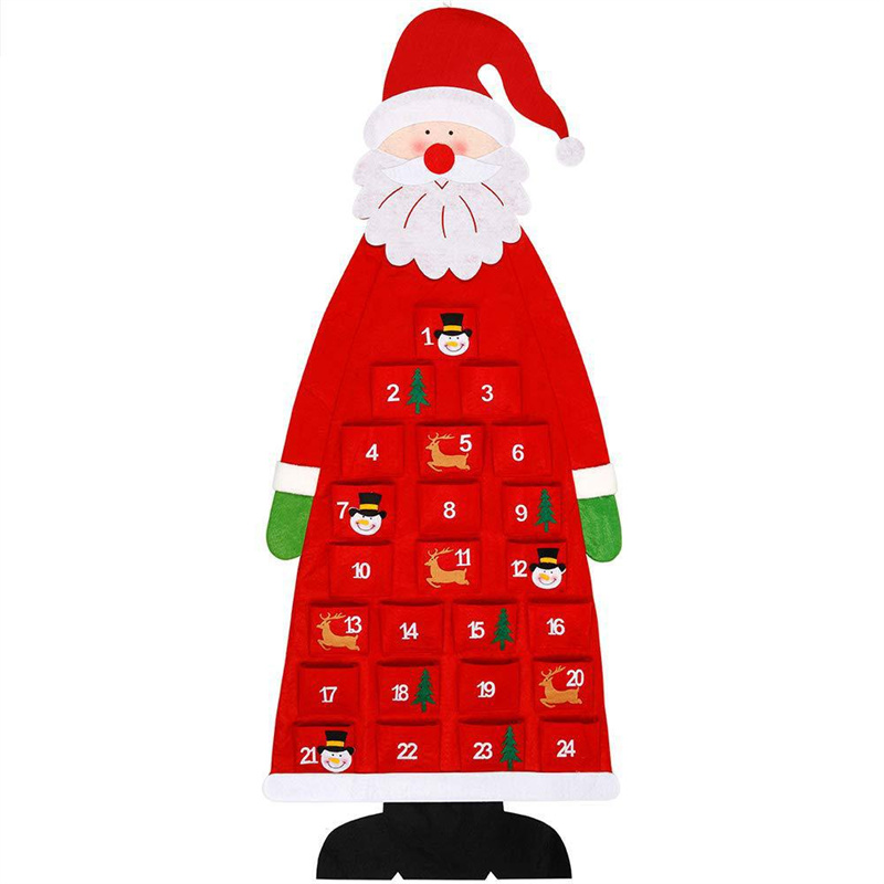 Фетровая рождественская елка календарь украшения орнамента Санта -Клаус