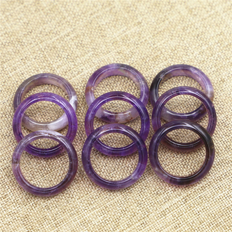 6mm Natural Crystal Stone Handmade Band Rings For Women Girl Party Club Decor Fashion Jewelry Birthday Accessories