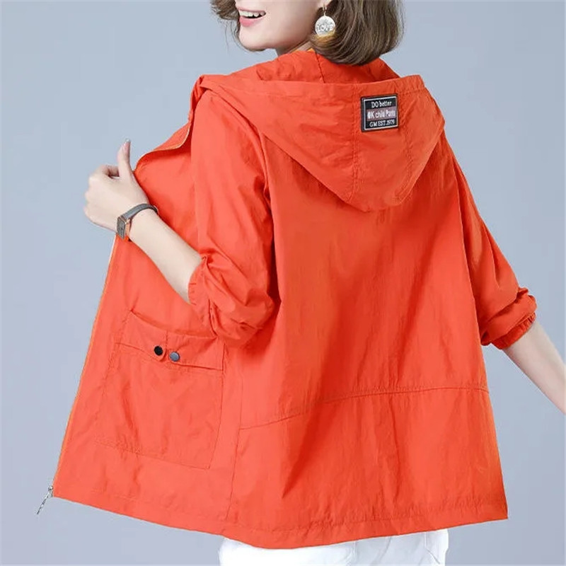 Women s Jacket Summer Thin Coat Casual Windbreaker Female Sun Protection Basic Zipper Tops 5XL 220818