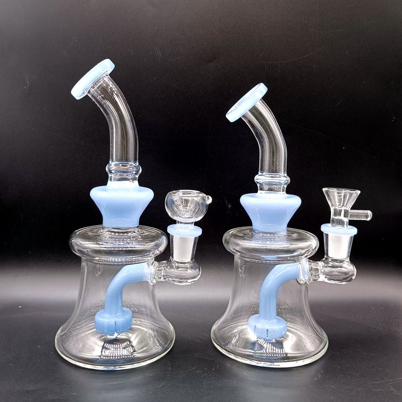 Glases de agua de vidrio azul de 8 pulgadas Hookahas con neumáticos Perc Mini Pipes SHISHA HEMBRA 18 mm