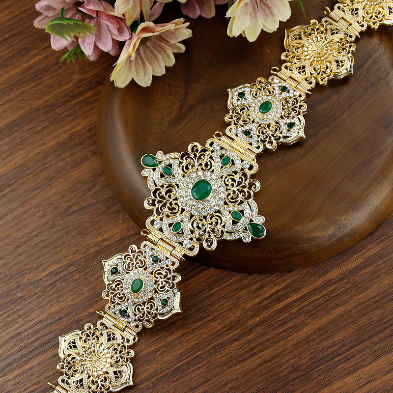 Sunspicems Elegent Arab Robe Metal Waist Chain For Women Wedding Dress Body Jewelry Gold Color Moroccan Belt Adjustable Length a220818