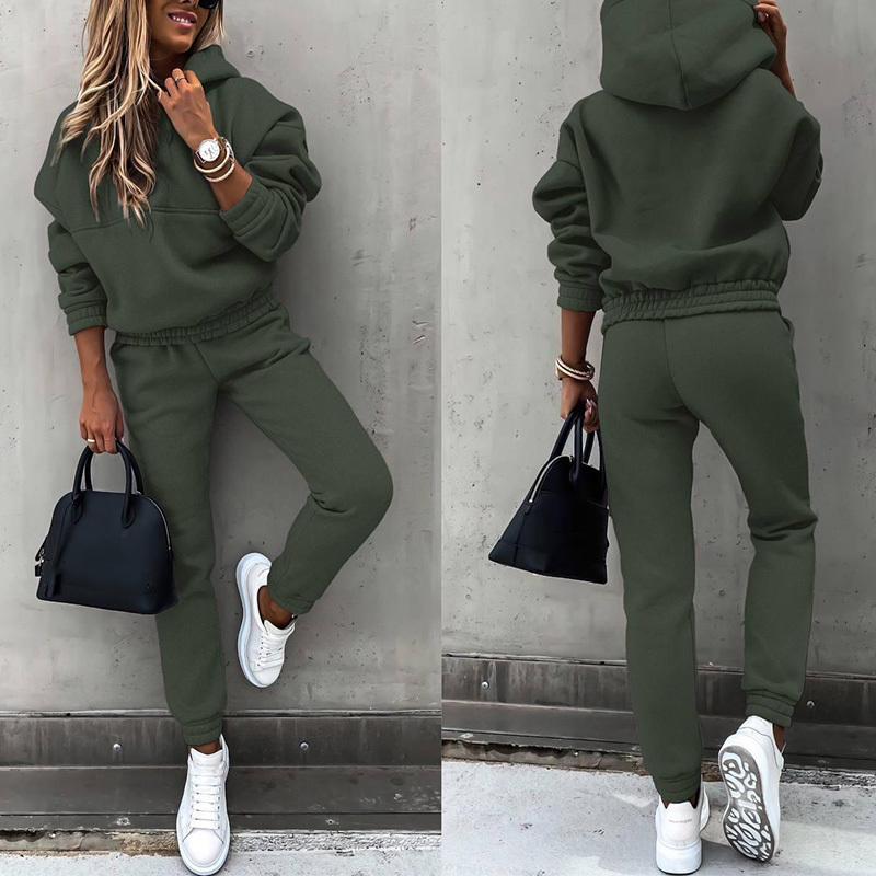 Hoodies Anzug Frühling Winter Lässige Trainingsanzug Set Frauen Fleece 2 Stück Set Sport Sweatshirts Pullover Hause Jogginghose Outfits 220819