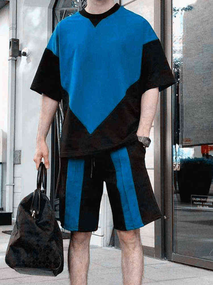 Setelan Atasan Dan Celana Pendek Longgar Setengah Lengan Kasual Pria Baju Musim Panas Setelan Mode Baru Streetwear Pria Dua Potong T220819