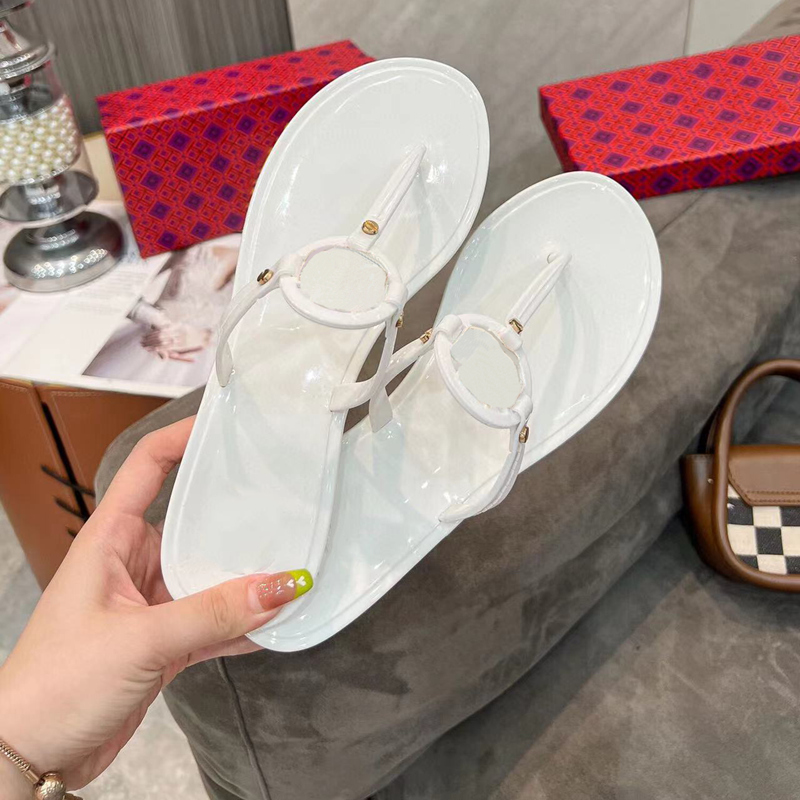 Designer dames pantoufles sandales transparentes mode plates simples flip flop flop 36-42 yards avec bo￮te