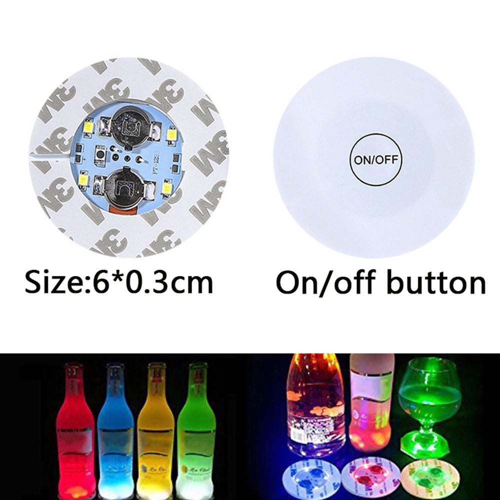 Party Supplies Glow Led Bottle Sticker Coaster Lights Tapis de tasse clignotant pour la fête de Noël