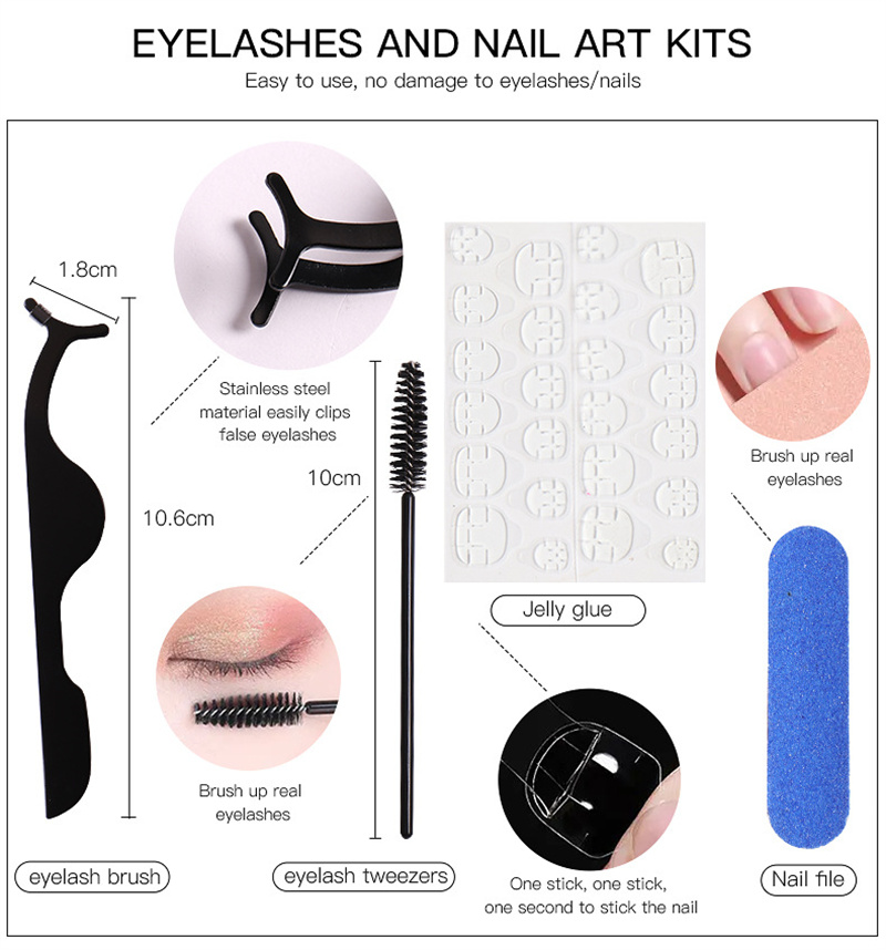 Halloween Party Eye Lashes Extension False Nails 24st Set's Fake Full Cover Acrylic Press On Eyelashes8252150