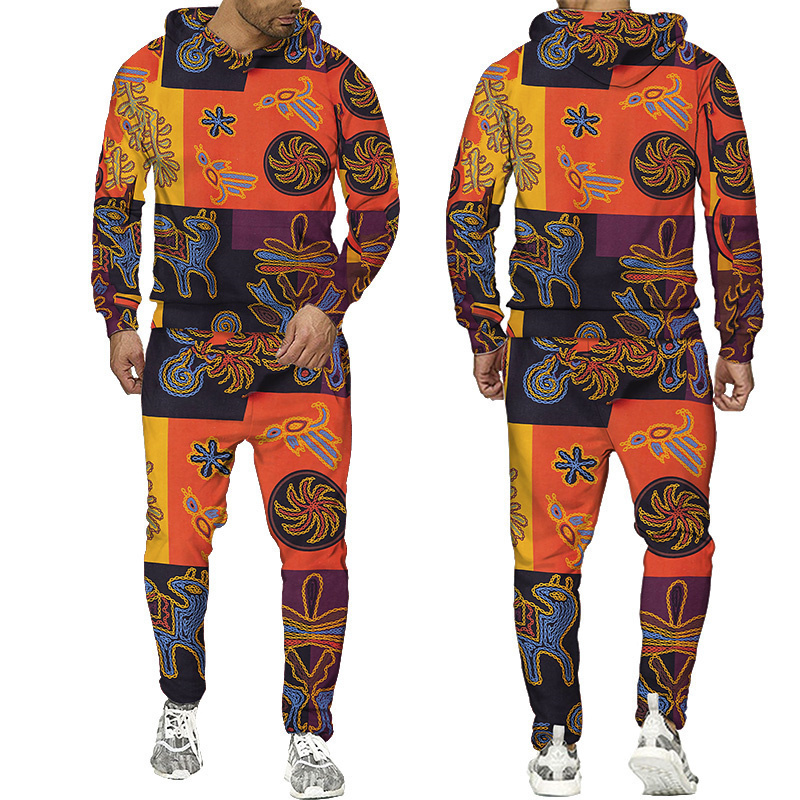 FolkCustom 3D Print Hoodies Trousers passar män Kvinnor Tracksuit PulloverpantsJacket Set Vintage Long Sleeve Hip Hop Male Suit 220819