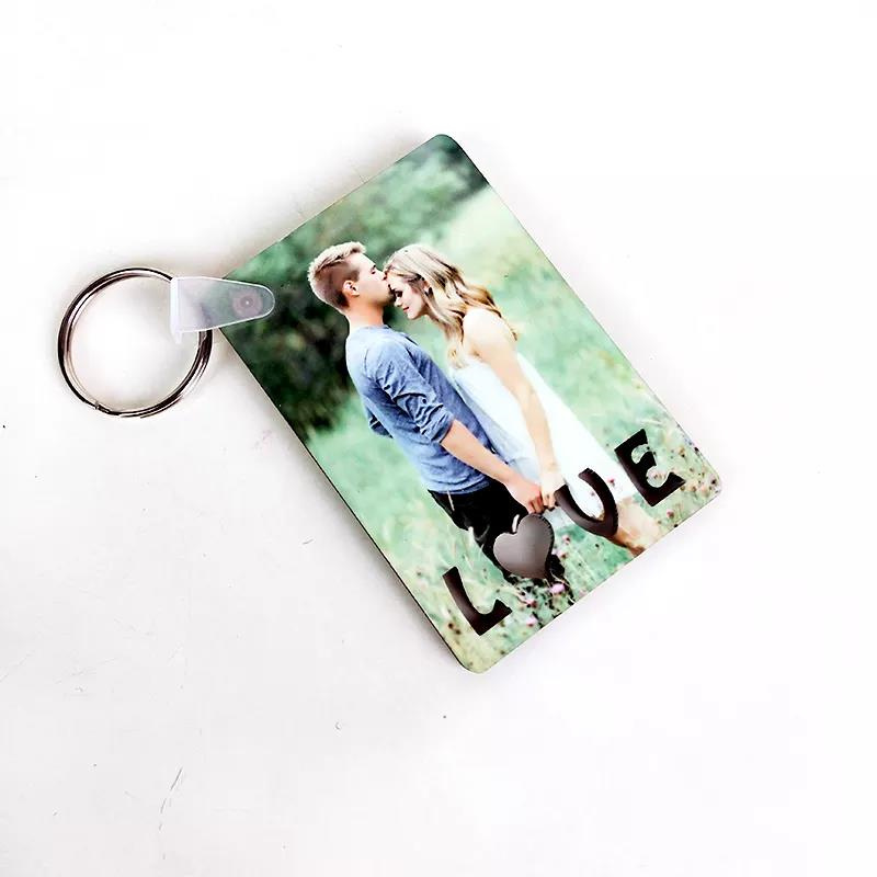 En gros 2022 Sublimation MDF Blanc Souvenir Porte-clés Transfert De Chaleur Pendentifs Vierges Double Face Pour Sublimer 3x3 pouces Cadeaux En Bois A12