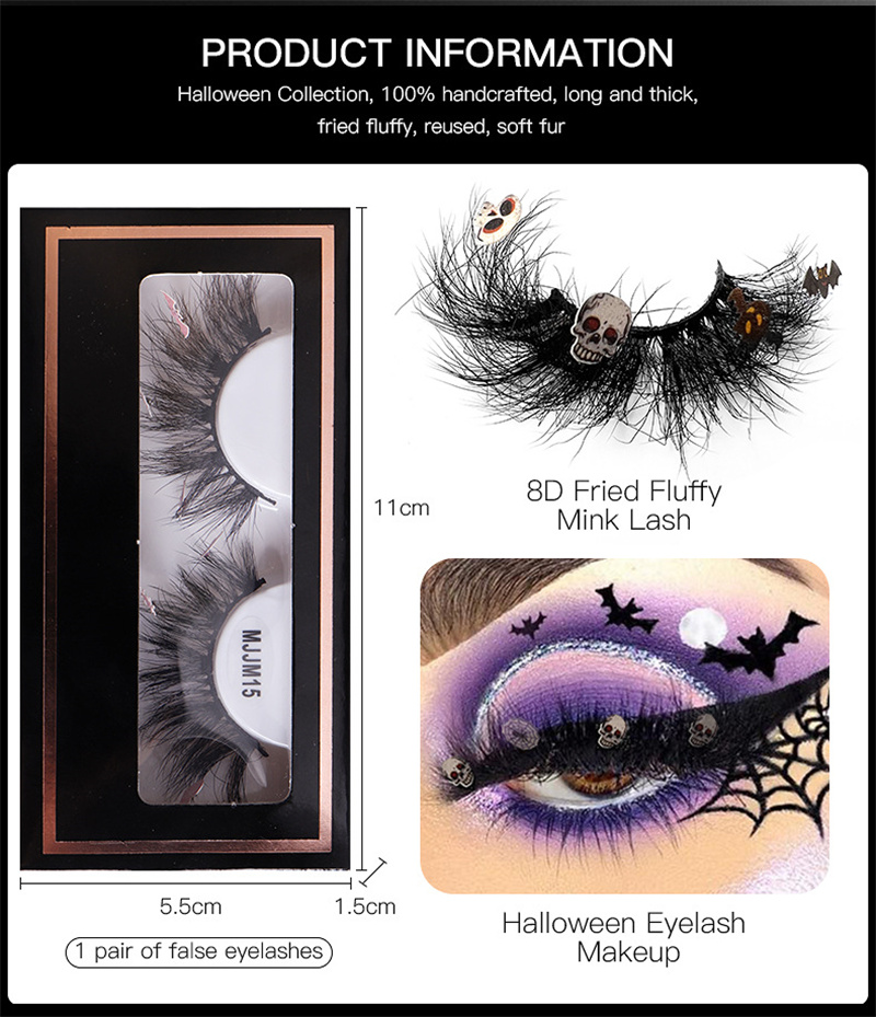 Halloween Party Eye lashes Extension False Nails Sets Fake Full Cover Acrylic Press On Eyelashes