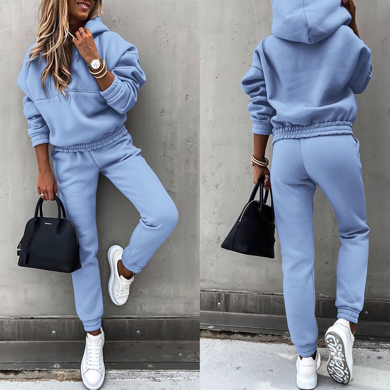 Hoodies Anzug Frühling Winter Lässige Trainingsanzug Set Frauen Fleece 2 Stück Set Sport Sweatshirts Pullover Hause Jogginghose Outfits 220819