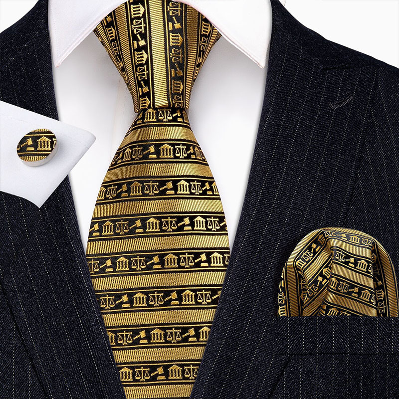 Gold Paisley Men Silk Necktie Fahsion Brooches Tie Handkerchief Cufflinks Sets Gifts Barry.Wang Designer 220819