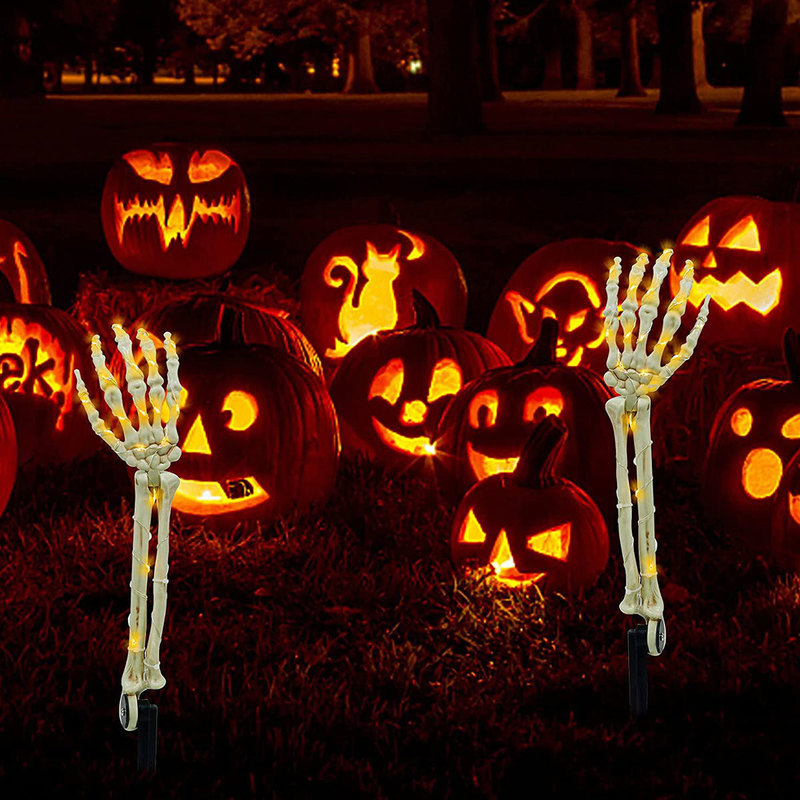 Skeleton Hand Solar LED Licht Outdoor Schädel Arm Stakes Glowing haus Garten Rasen Lampe Halloween Dekor Zubehör Party requisiten 220819