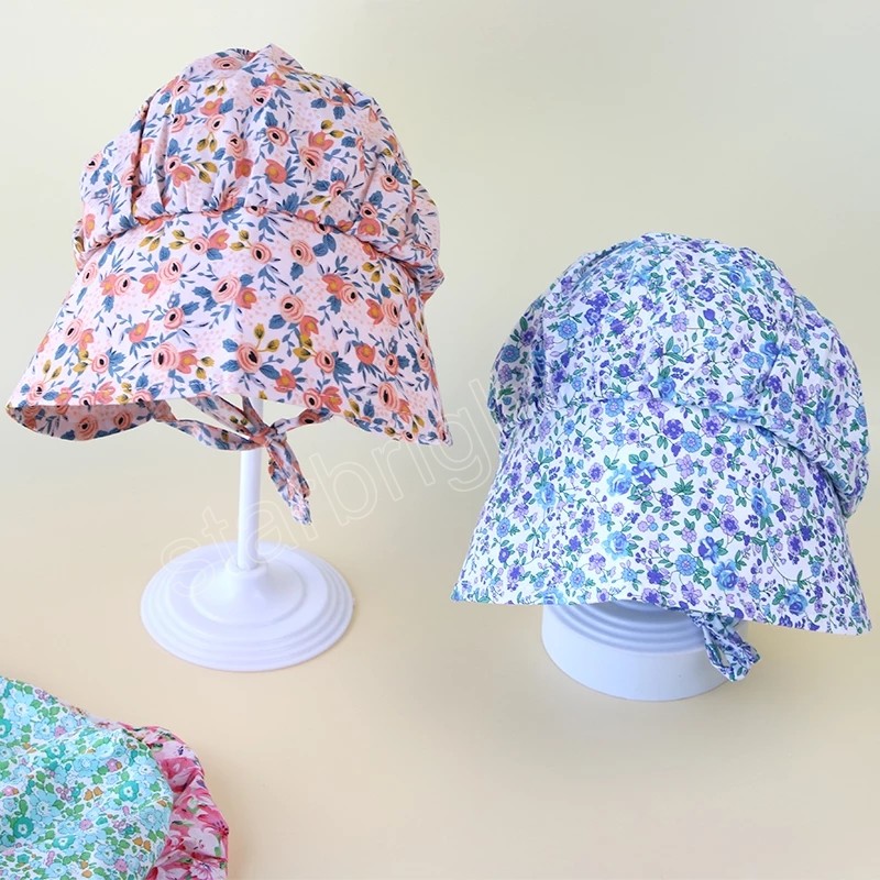 Printemps été mignon Floral nouveau-né bébé fille Panama casquette en plein air soleil chapeaux doux coton visière casquettes 0-12 mois bébé chapeau