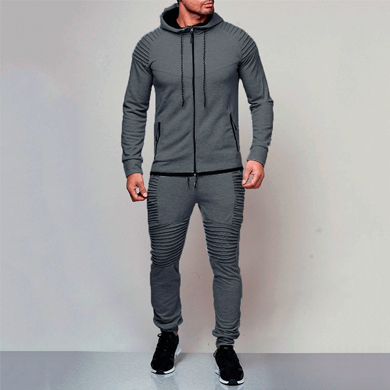 2 Stücke Sets Tracksuit Männer Brand Herbst Winter mit Kapuze -Sweatshirt -Kordelhalle männliche Streifen -Patchwork Hoodies Bigsweety 220819