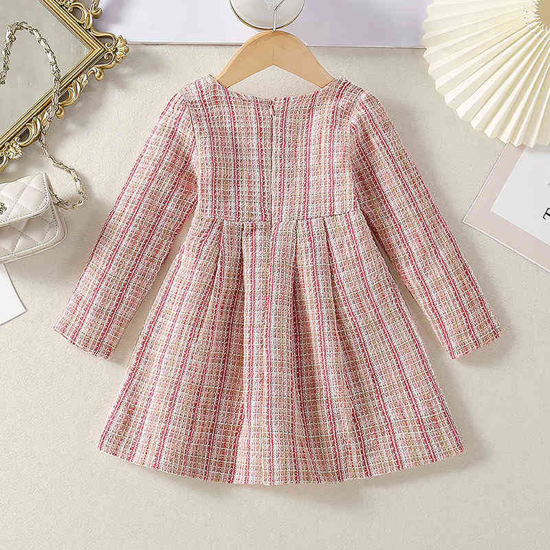 Bear Leader Toddler Girl Dress 2022 Spring and Autumn Children Fashion Plaid Retro Long Sleeve Princess Dress Vestidos 1-5 Years Y220819