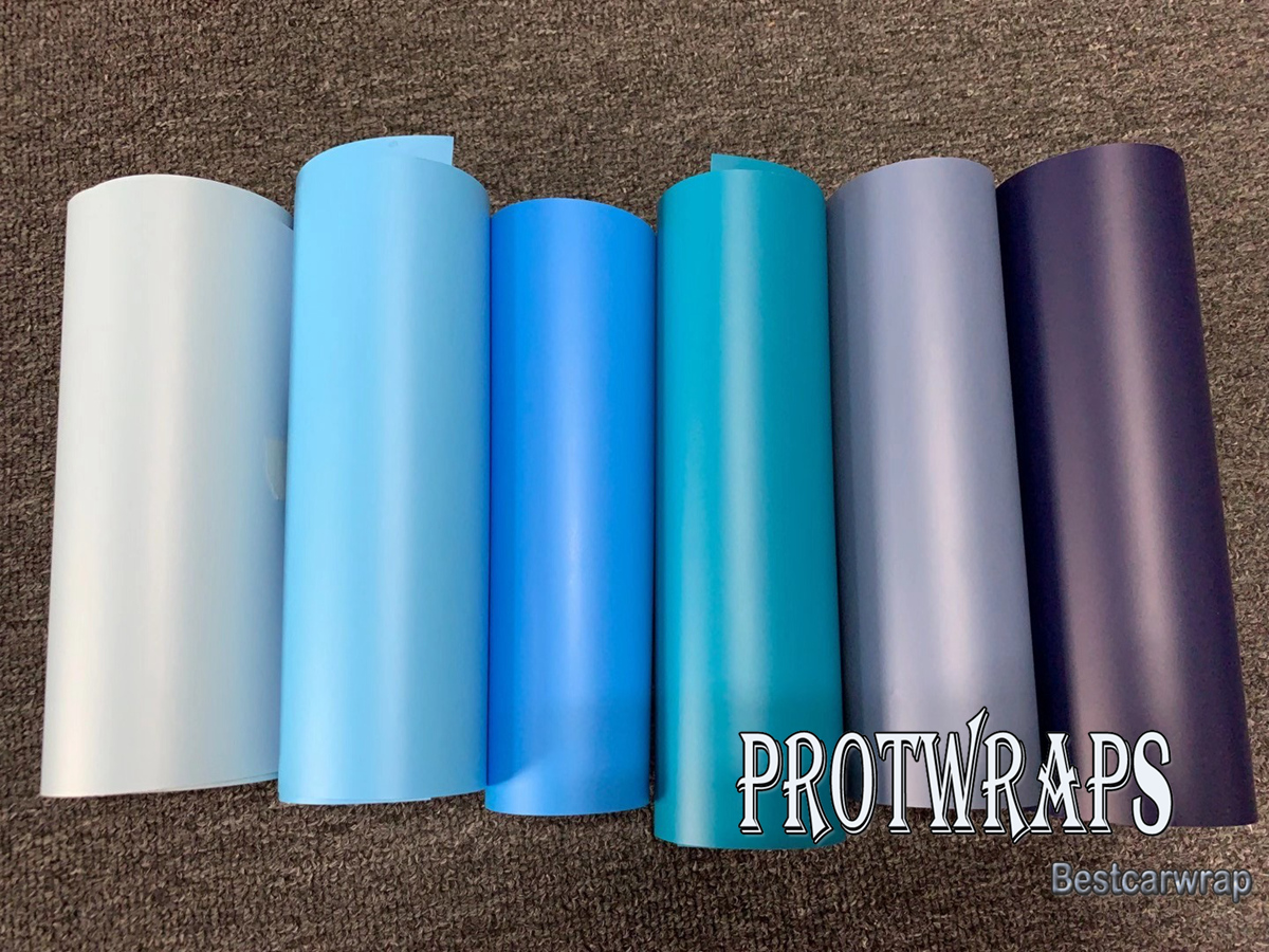 Premium Super Breeze Blue Color Matte Vinyl Wrap för hela bilkroppens omslagsfolie som täcker film 1080 Series Initial Low Tack Glue 1.52x20M Roll 5x65ft