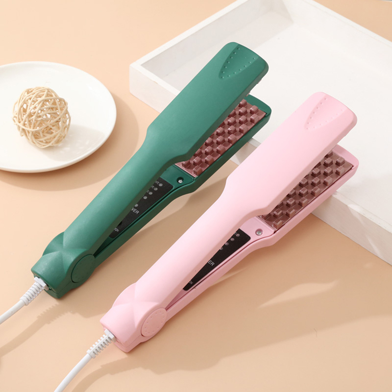 Professional Volumizing Hair Iron Ceramic 3D Grid Hair Crimper Curling Iron Corn Perm Splint Flat Iron Hair Styling Tools 220819