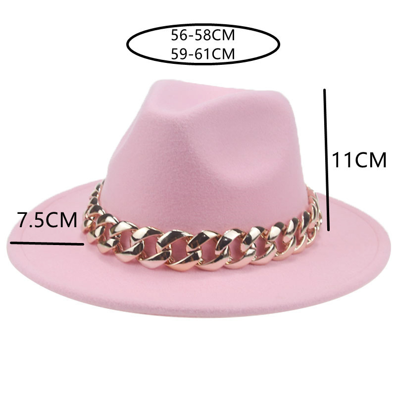 Women Hat Hat Luxury Brim Brim grossa Cadeia de ouro Fascinador bege s para homens Panamá Cowboy Fedora S Sombrero Hombre 220819