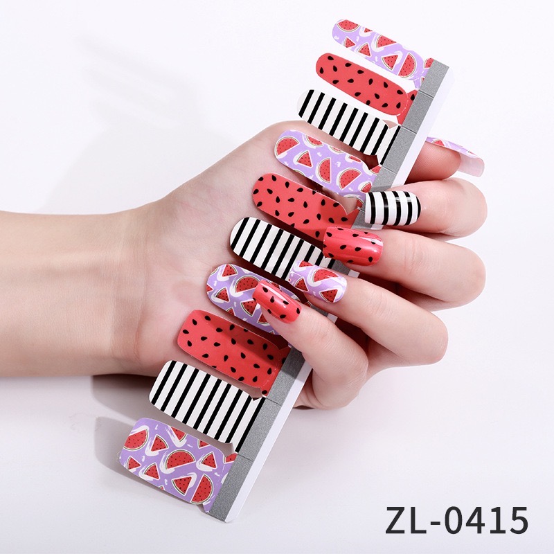 Wholesale 20 Tips Nail Sticker Decals Flowers Waterproof Full Nails Stickers Sheet with Nail Files