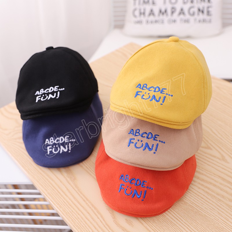 Baby Hat Fashion Boys Berets Solid Color Letter Prints 1-3 Years Kids Sun Hats Soft Cotton Children Cap