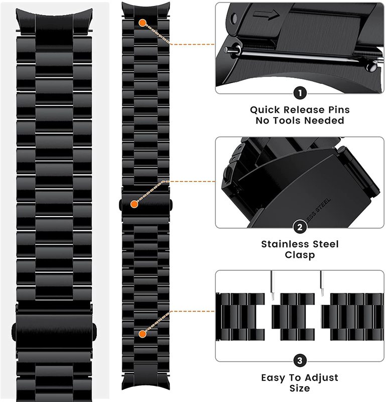 Cinta de metal para o relógio de galáxia da Samsung 4 clássico 46mm 42mm sem lacunas faixas de pulseira de aço inoxidável curvas para assistir 4 44mm 40mm 220819