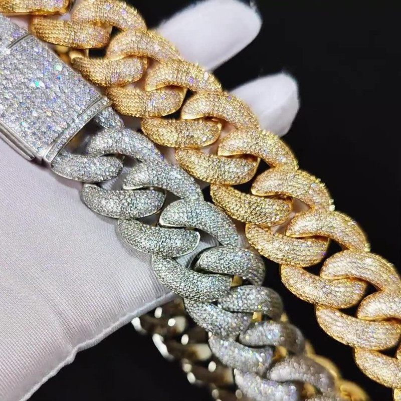25mm16-24inch Bling Ketten Gold Farbe Mikrofassung CZ Stein Miami Kubanische Kette Halskette Armband Schmuck für Männer Punk Schmuck Heav287H