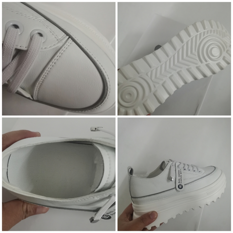 Fujin 5,5 cm de couro genuíno plataforma de cunha sapatos de cunha grossa sênis branco casual confortável respirável primavera outono 220819