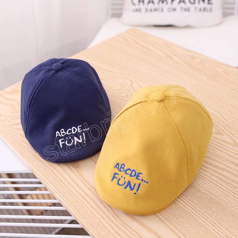Baby Hat Fashion Boys Berets Solid Color Letter Prints 1-3 Years Kids Sun Hats Soft Cotton Children Cap