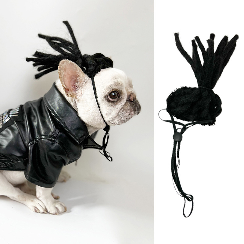 Pet Wigs Cosplay Props Dogs Cats Crossdressing Hair Hat Comples Accessories head lead accessories for alloween Christmas Party Supplies 220819