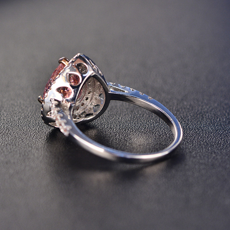 Trendy Pink Diamond Heart Rings Bijoux pour femmes de luxe pour les conceptions de mariage