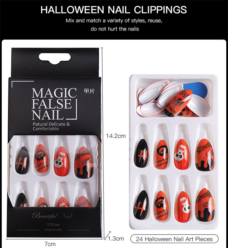 Halloween Party Eye Lashes Extension False Nails 24st Set's Fake Full Cover Acrylic Press On Eyelashes8252150