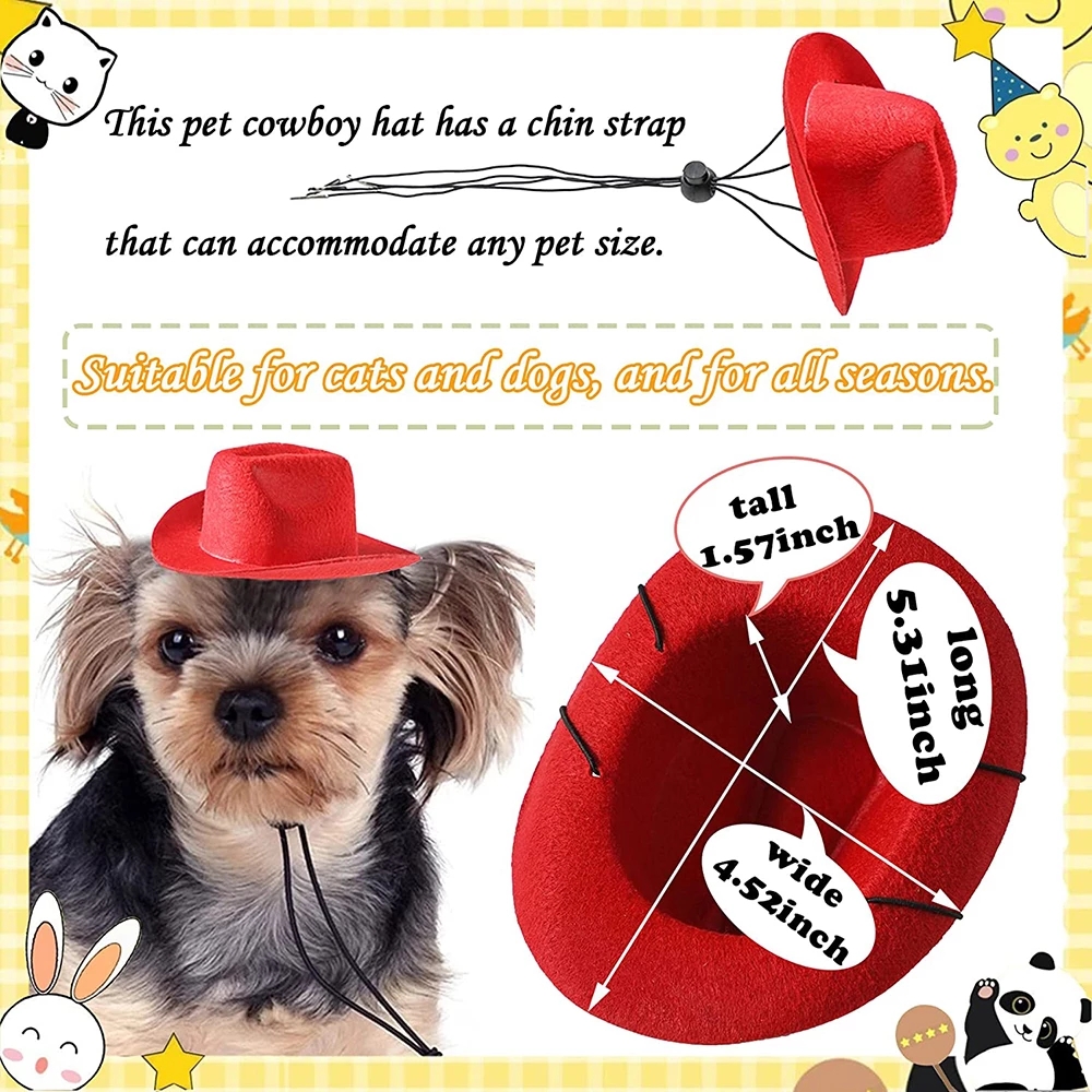 Vestuário de cachorro Acessórios engraçados para animais de estimação cães chapéus de cowboy tira de queixo elástico ajustável 0822